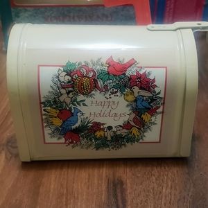 Vintage 1993 Christmas Tin Mailbox